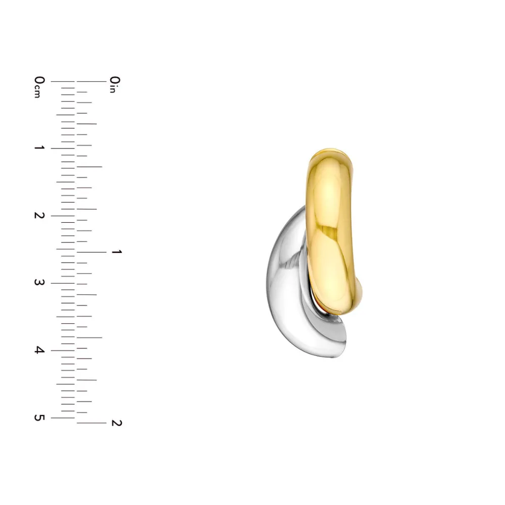 14k Two-Tone Double Half Circle Earrings