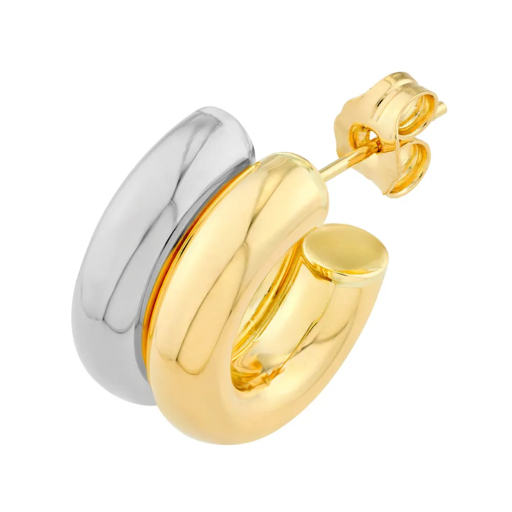 14k Two-Tone Double Open Hoops