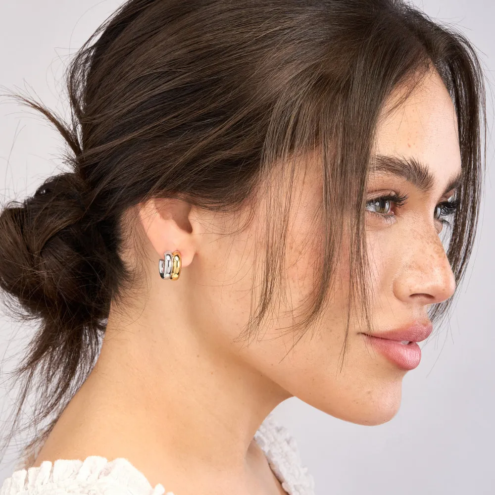 14k Two-Tone Double Open Hoops