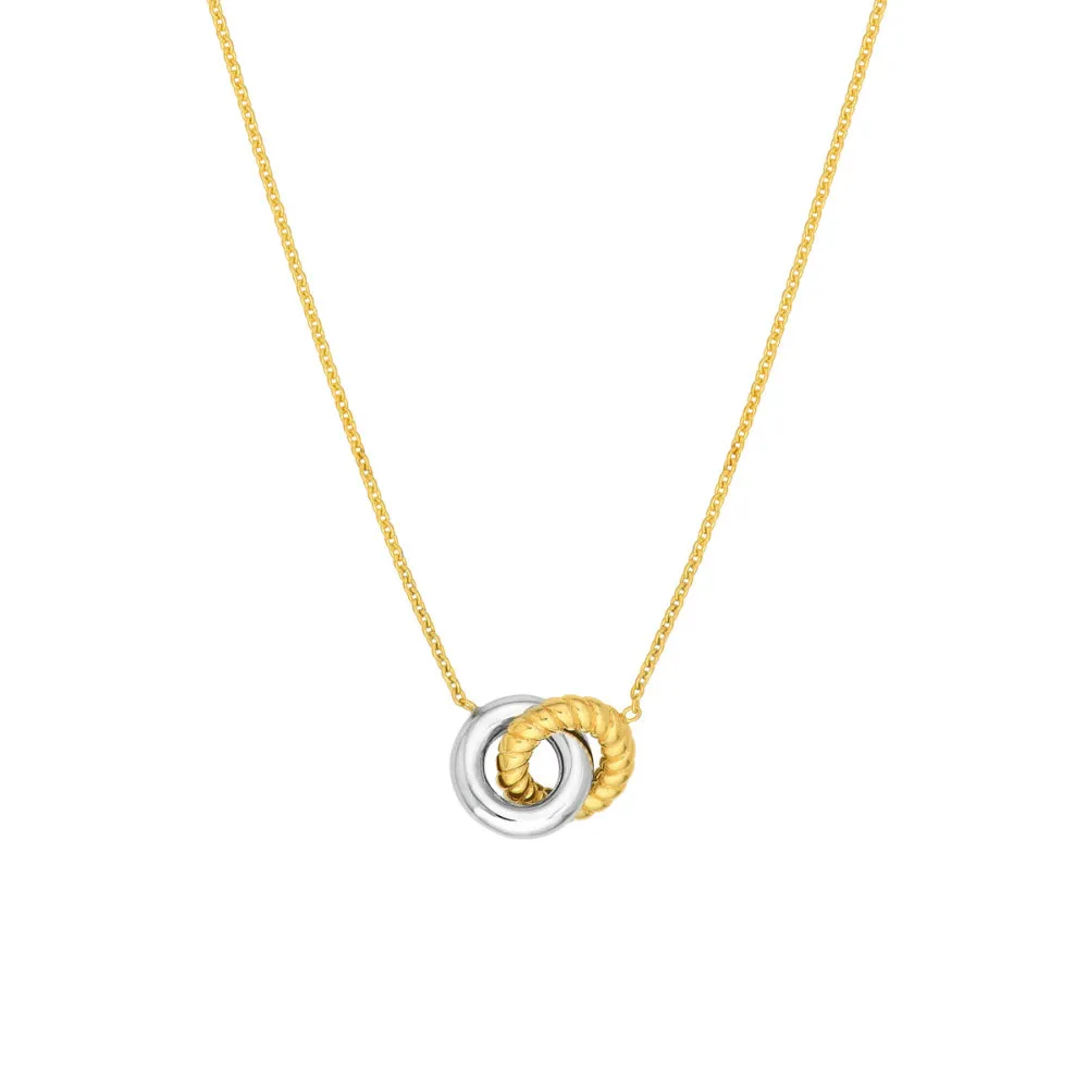 14k Two-Tone Interlocking Circle Necklace
