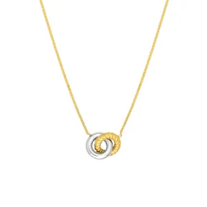 14k Two-Tone Interlocking Circle Necklace