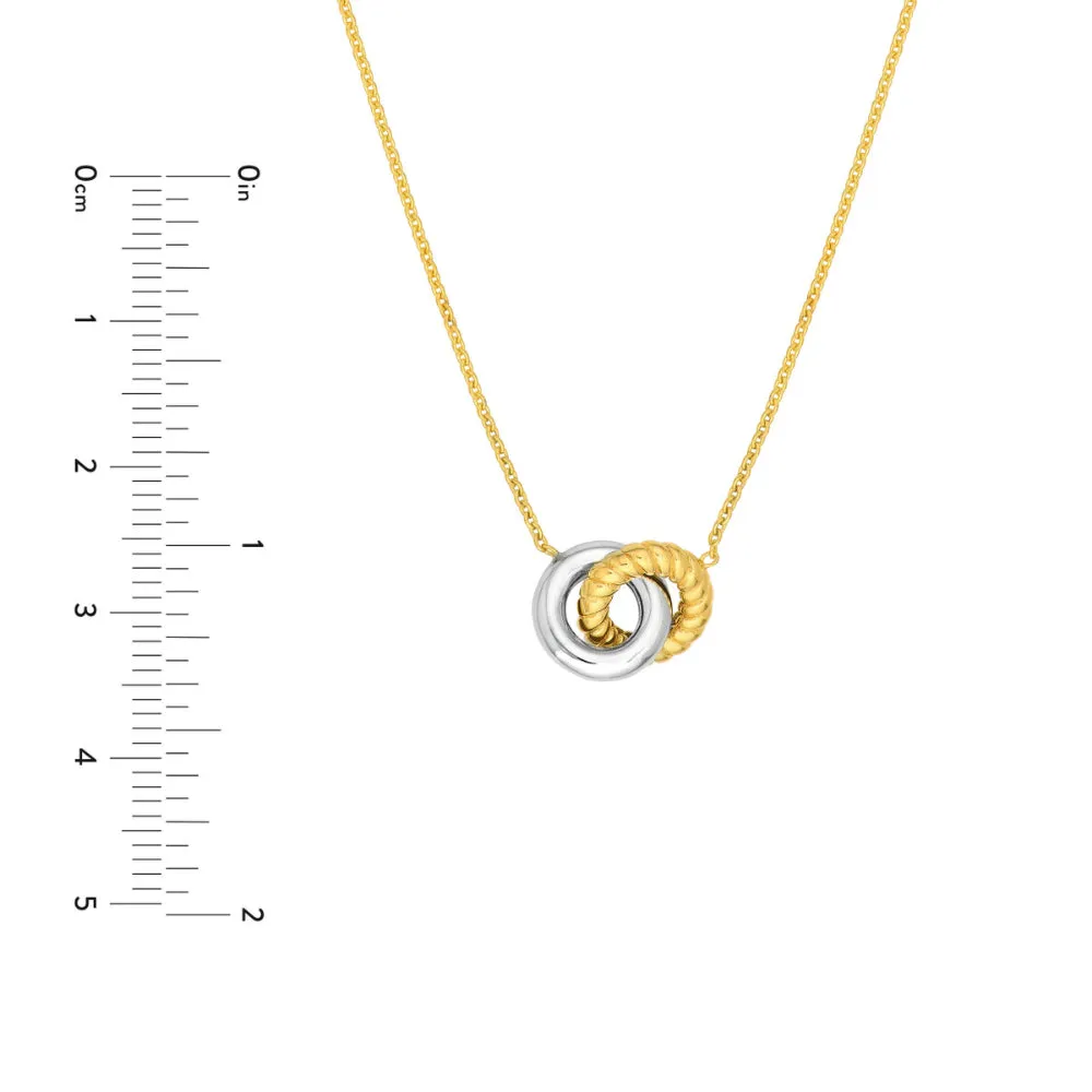 14k Two-Tone Interlocking Circle Necklace