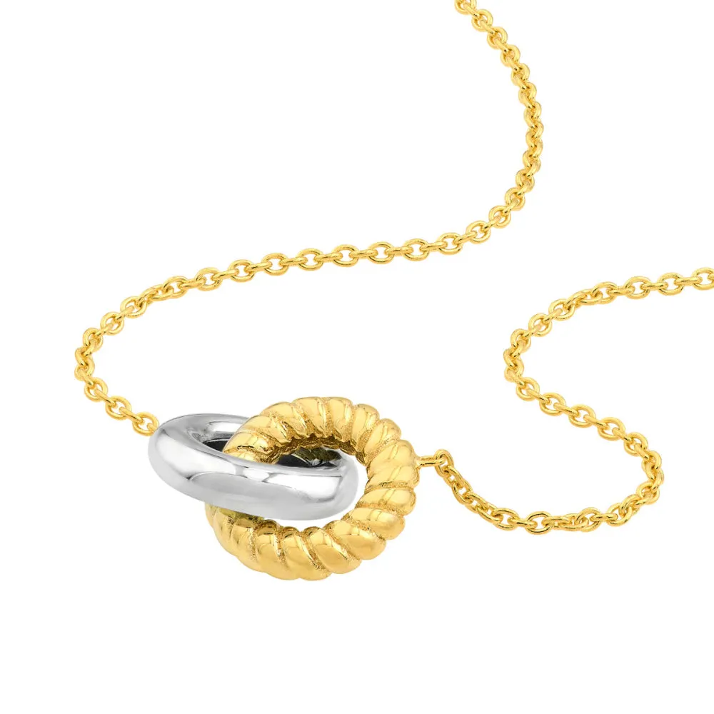 14k Two-Tone Interlocking Circle Necklace