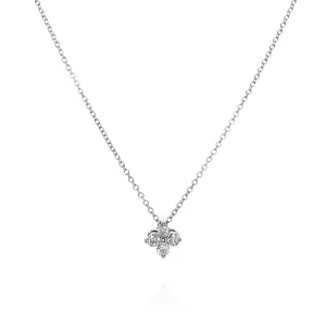 14k White Gold 0.23-0.26ct Diamond Cluster Pendant Necklace