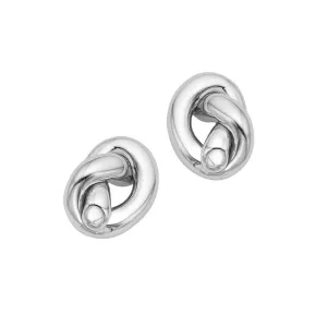 14k White Gold 12.5x10mm Pierced Love Knot Stud Earrings