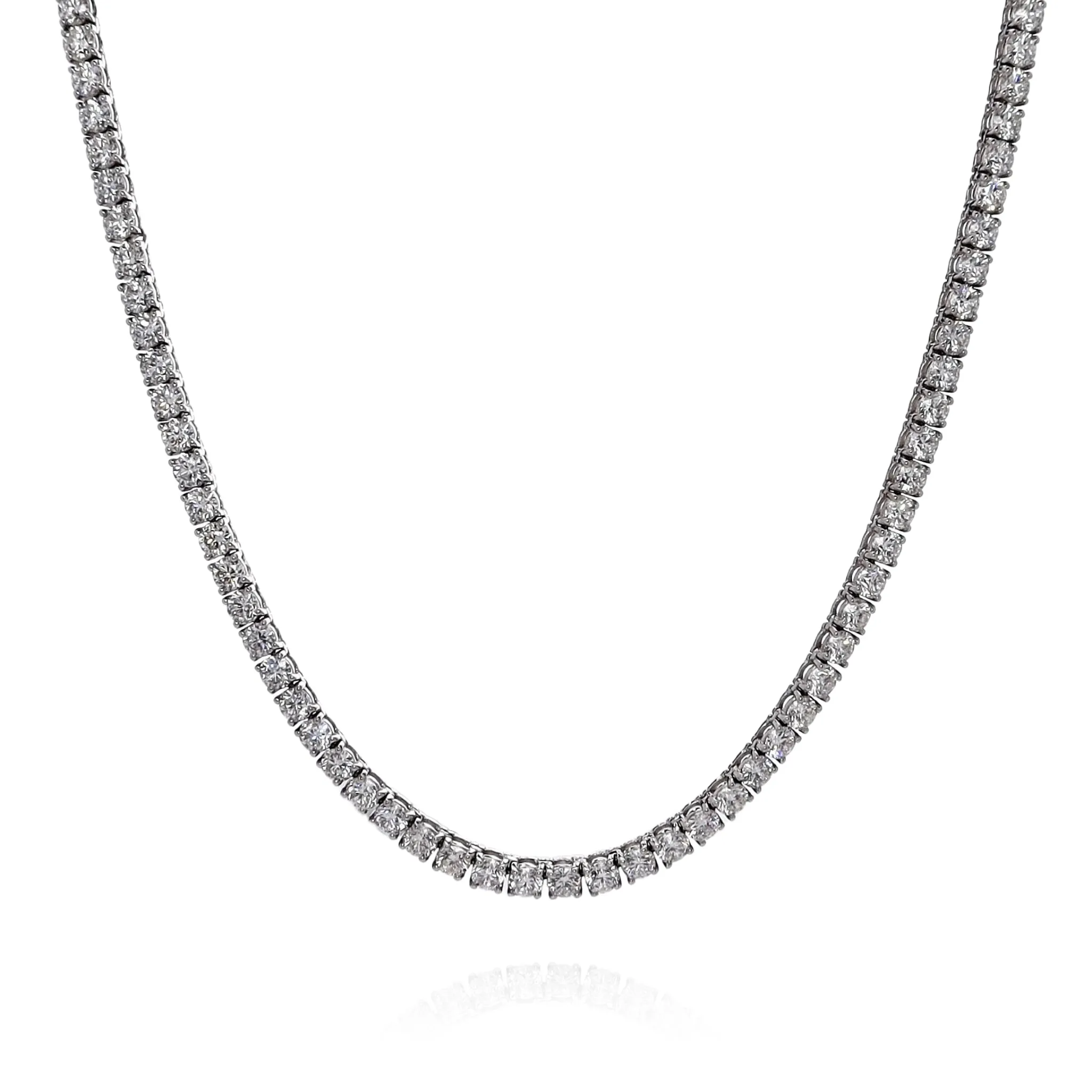 14k White Gold 16ct Straight Diamond Tennis Necklace
