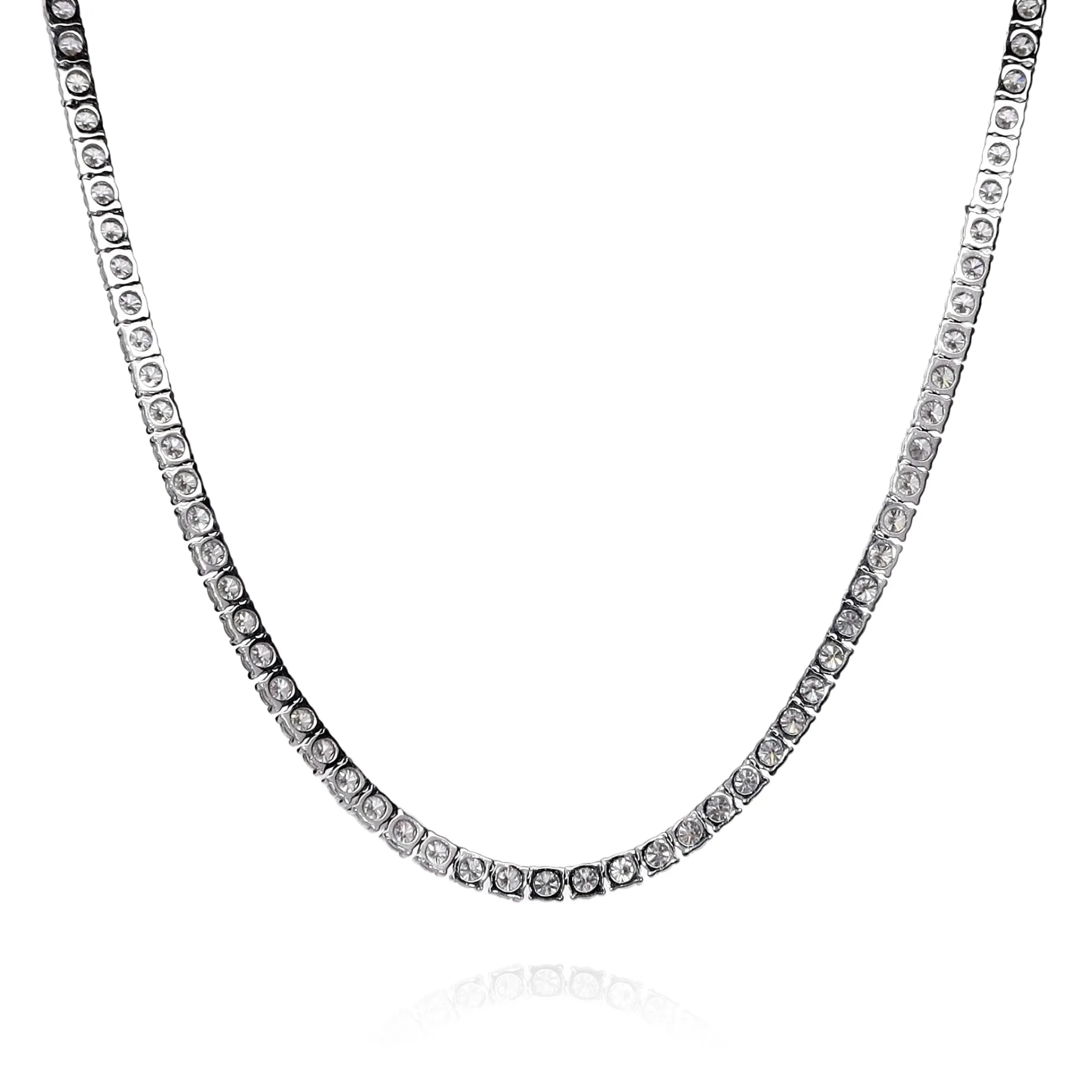 14k White Gold 16ct Straight Diamond Tennis Necklace