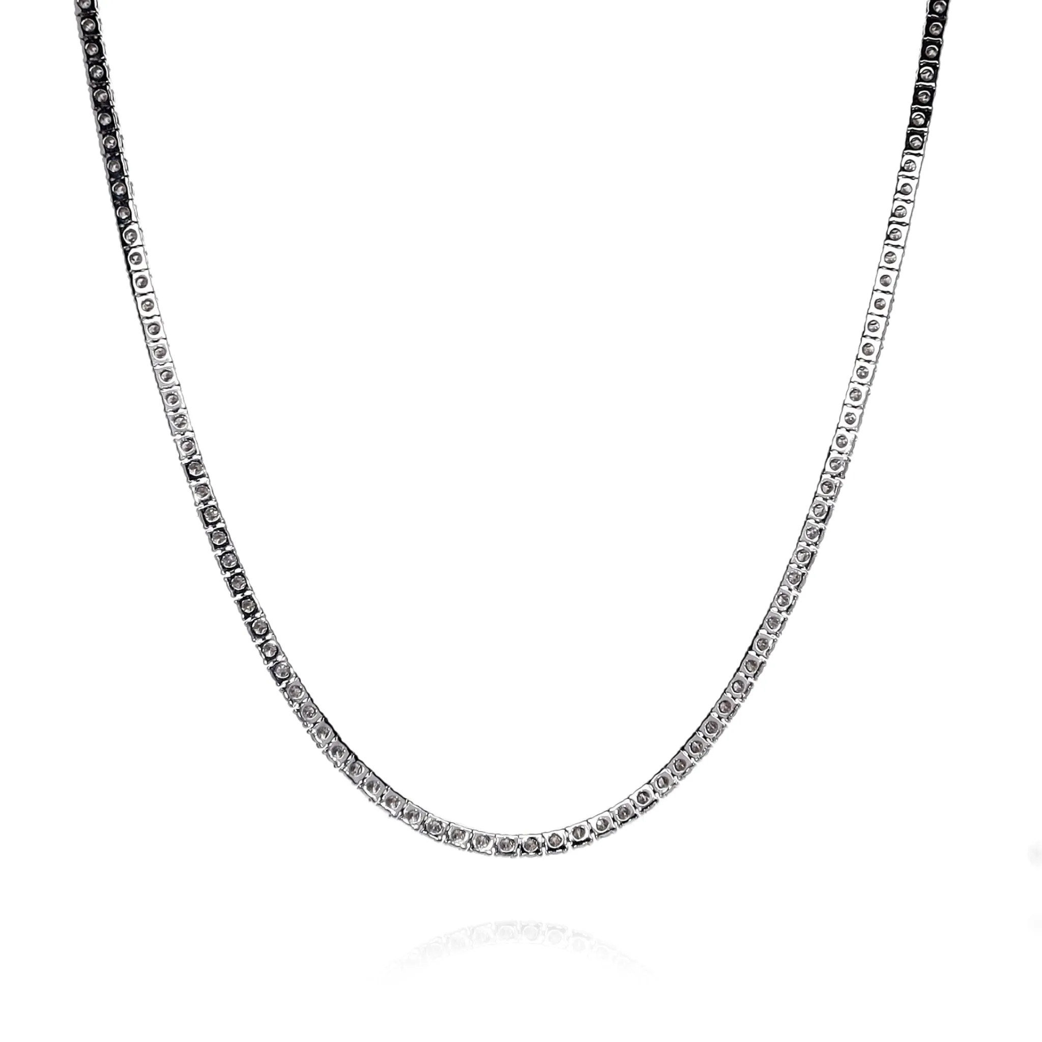 14k White Gold 8.69ct Straight Diamond Tennis Necklace