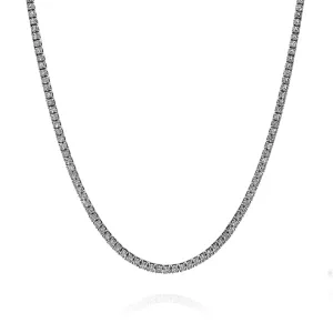 14k White Gold 8.69ct Straight Diamond Tennis Necklace