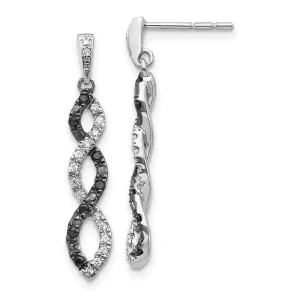 14K White Gold Black & White Diamond Twisted Post Earrings