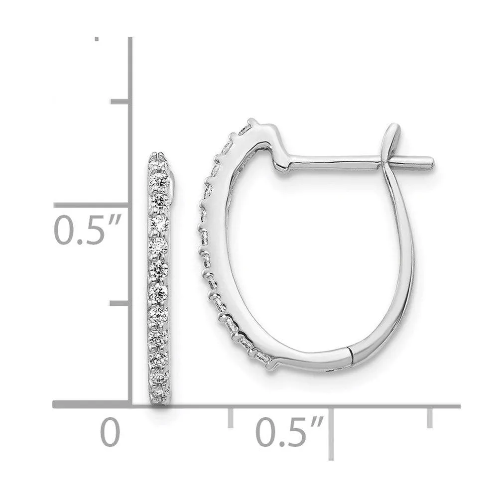 14K White Gold Diamond 1.3mm Hinged Hoop Earrings