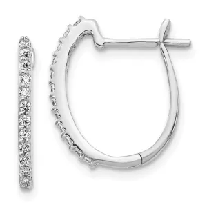 14K White Gold Diamond 1.3mm Hinged Hoop Earrings