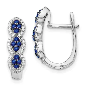 14k White Gold Diamond and Blue Sapphire Earrings
