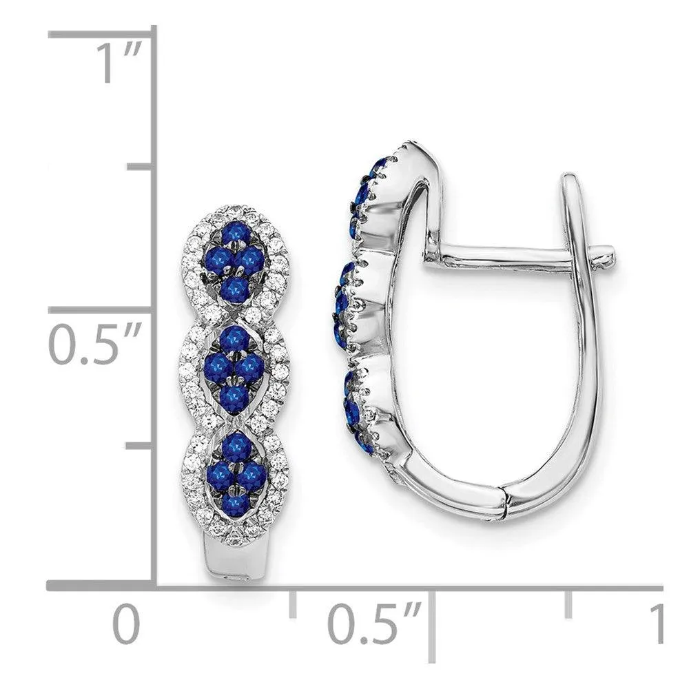14k White Gold Diamond and Blue Sapphire Earrings