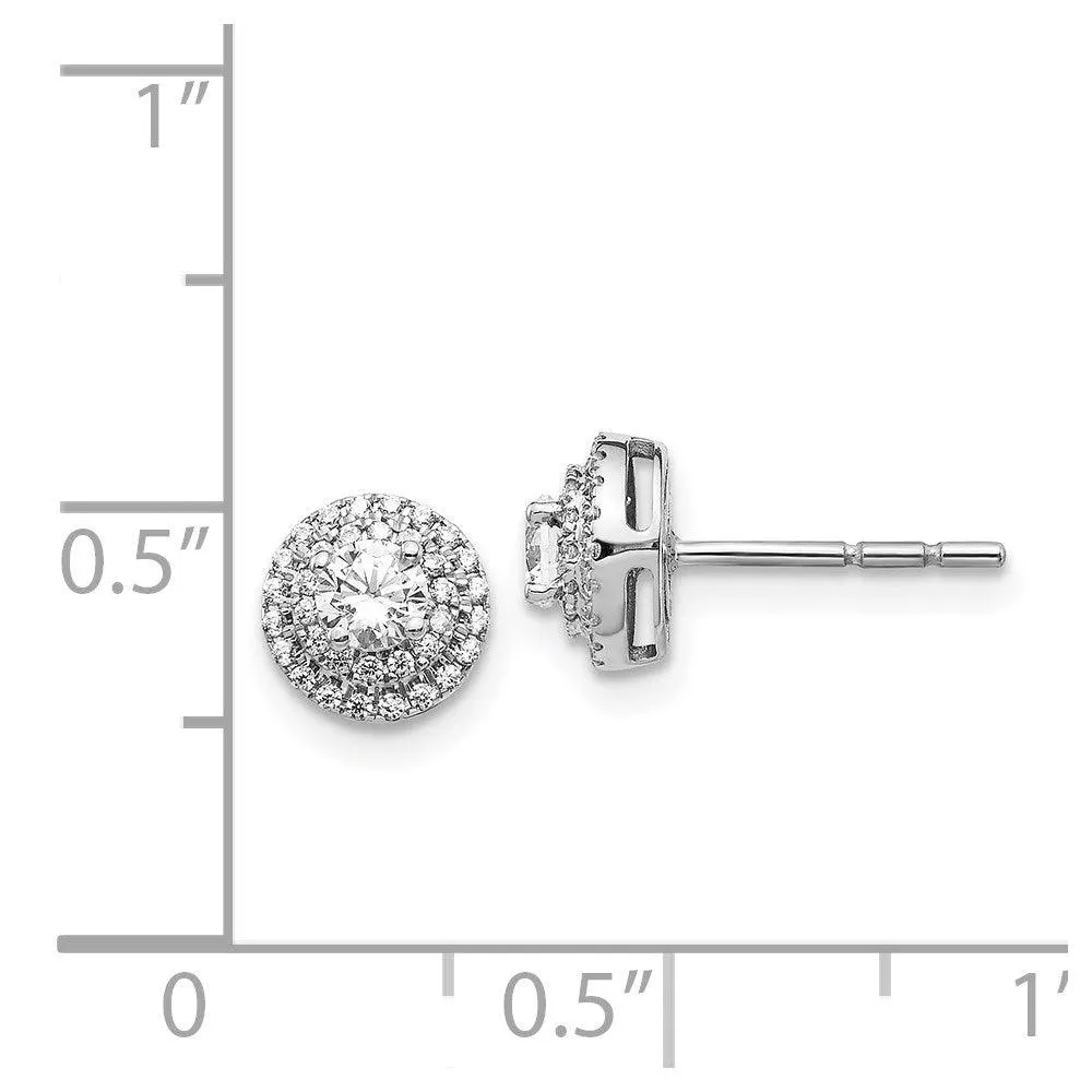 14k White Gold Diamond Cluster Earrings