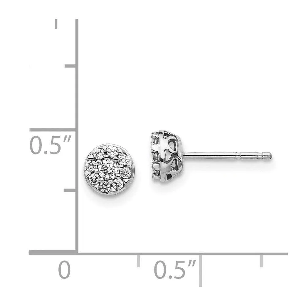 14k White Gold Diamond Cluster Earrings