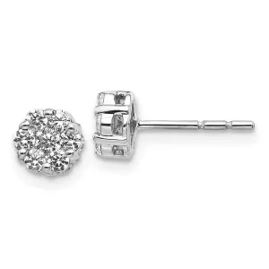 14k White Gold Diamond Cluster Earrings