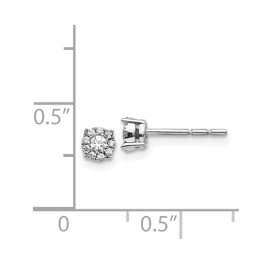 14K White Gold Diamond Cluster Post Earrings