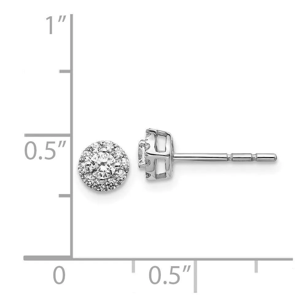 14k White Gold Diamond Cluster Post Earrings