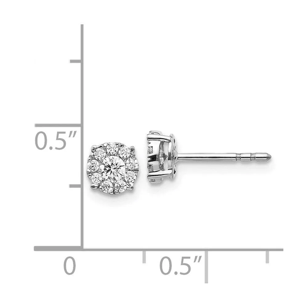 14K White Gold Diamond Cluster Post Earrings