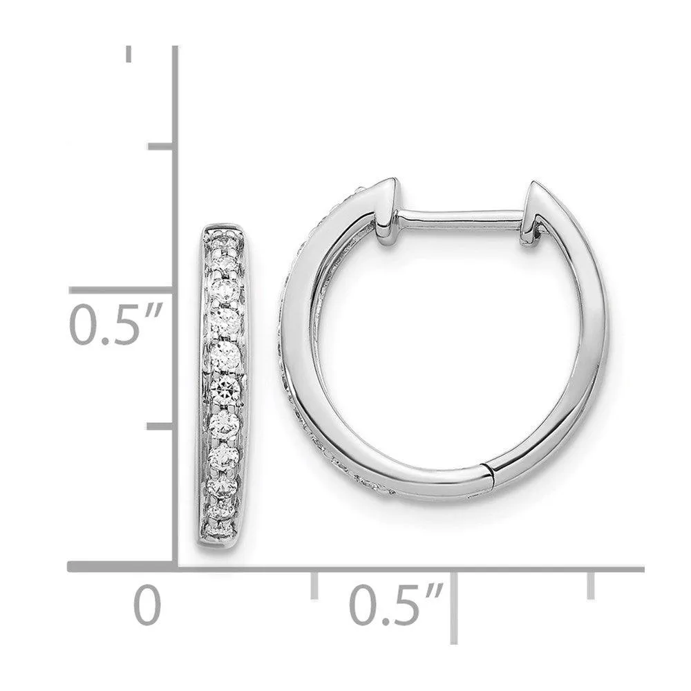 14k White Gold Diamond Complete Hinged Hoop Earrings