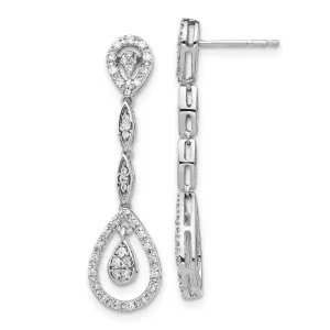 14k White Gold Diamond Dangle Earrings
