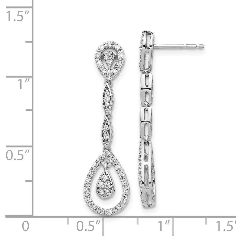 14k White Gold Diamond Dangle Earrings