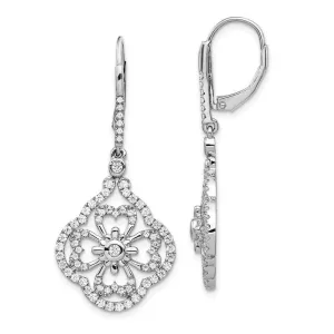 14k White Gold Diamond Fancy Leverback Earrings