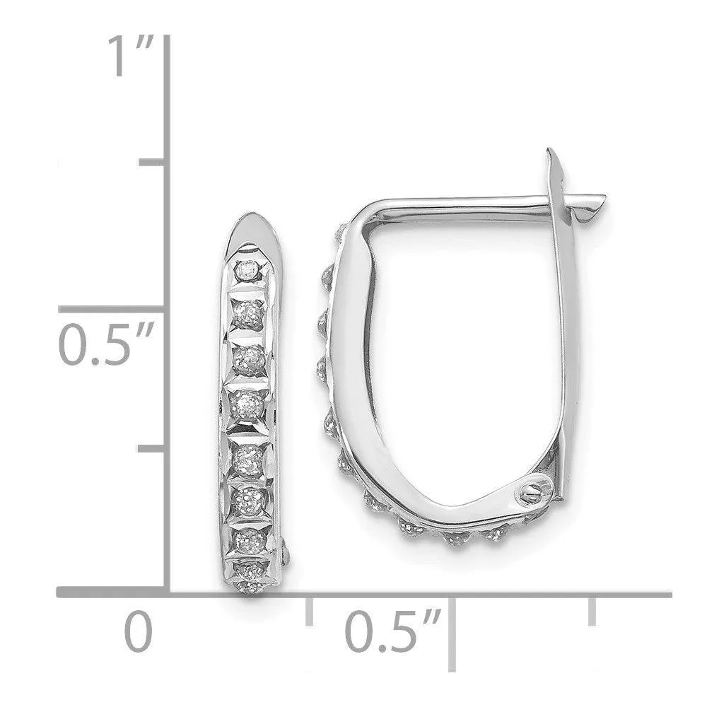 14k White Gold Diamond Fascination Leverback Hoop Earrings