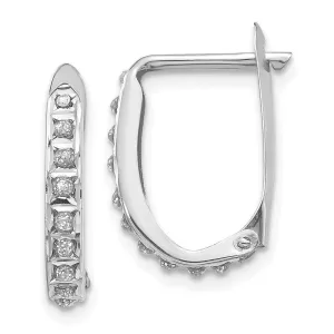14k White Gold Diamond Fascination Leverback Hoop Earrings