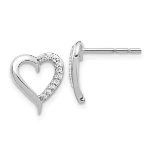 14k White Gold Diamond Heart Earrings