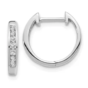 14K White Gold Diamond Hinged Hoop Earrings