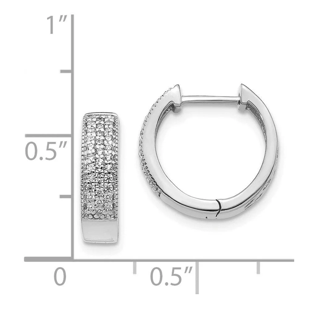 14k White Gold Diamond Hinged Hoop Earrings