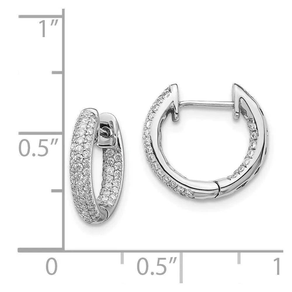 14k White Gold Diamond Hinged Hoop Earrings