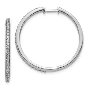 14k White Gold Diamond Hoop Earrings