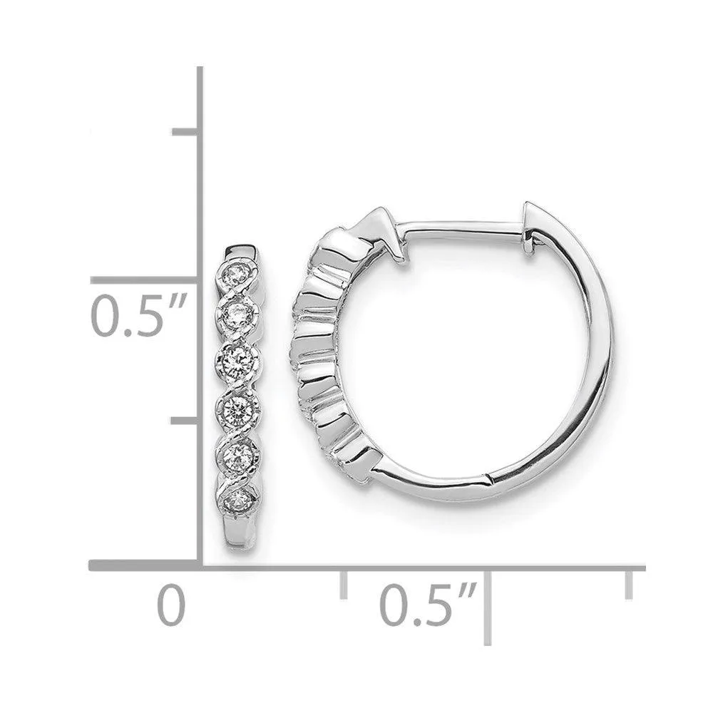 14k White Gold Diamond Hoop Earrings