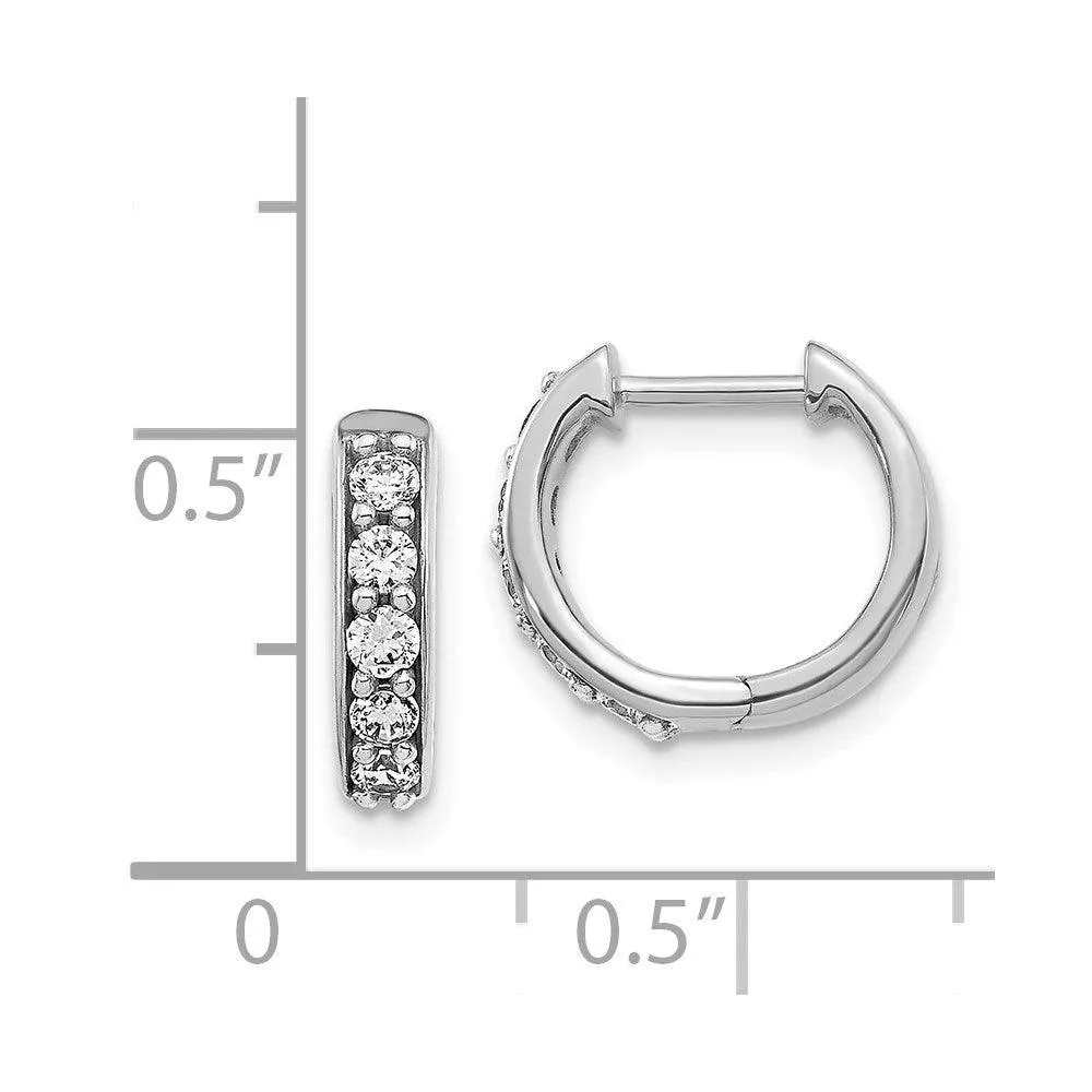14k White Gold Diamond Hoop Earrings