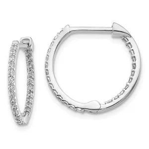 14k White Gold Diamond Hoop Earrings