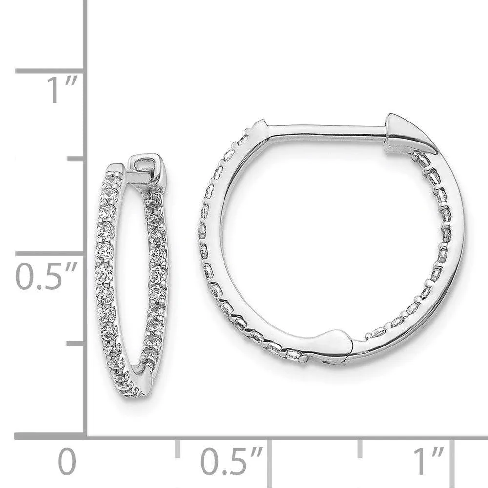 14k White Gold Diamond Hoop Earrings