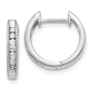 14k White Gold Diamond Hoop Earrings