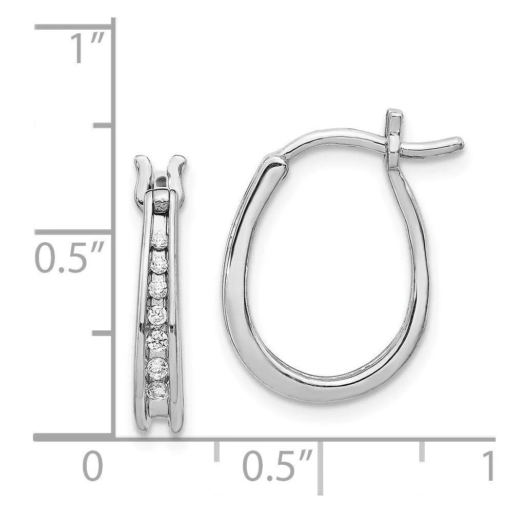 14K White Gold Diamond Hoop Earrings