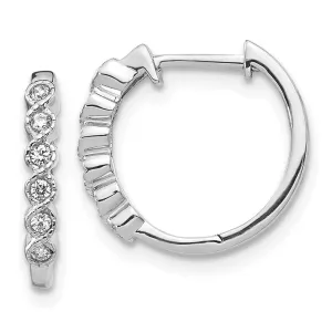 14k White Gold Diamond Hoop Earrings