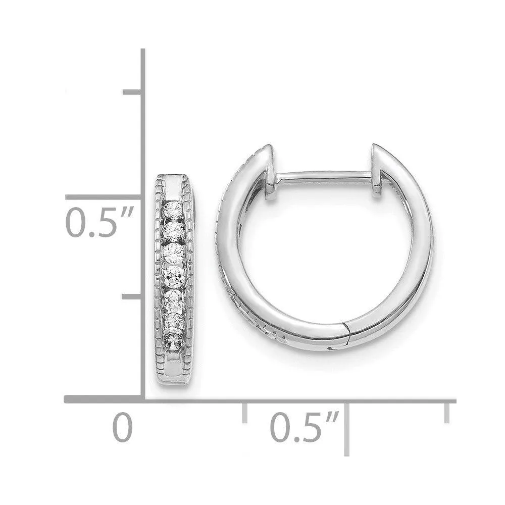 14k White Gold Diamond Hoop Earrings
