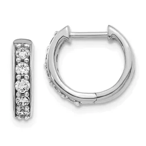 14k White Gold Diamond Hoop Earrings