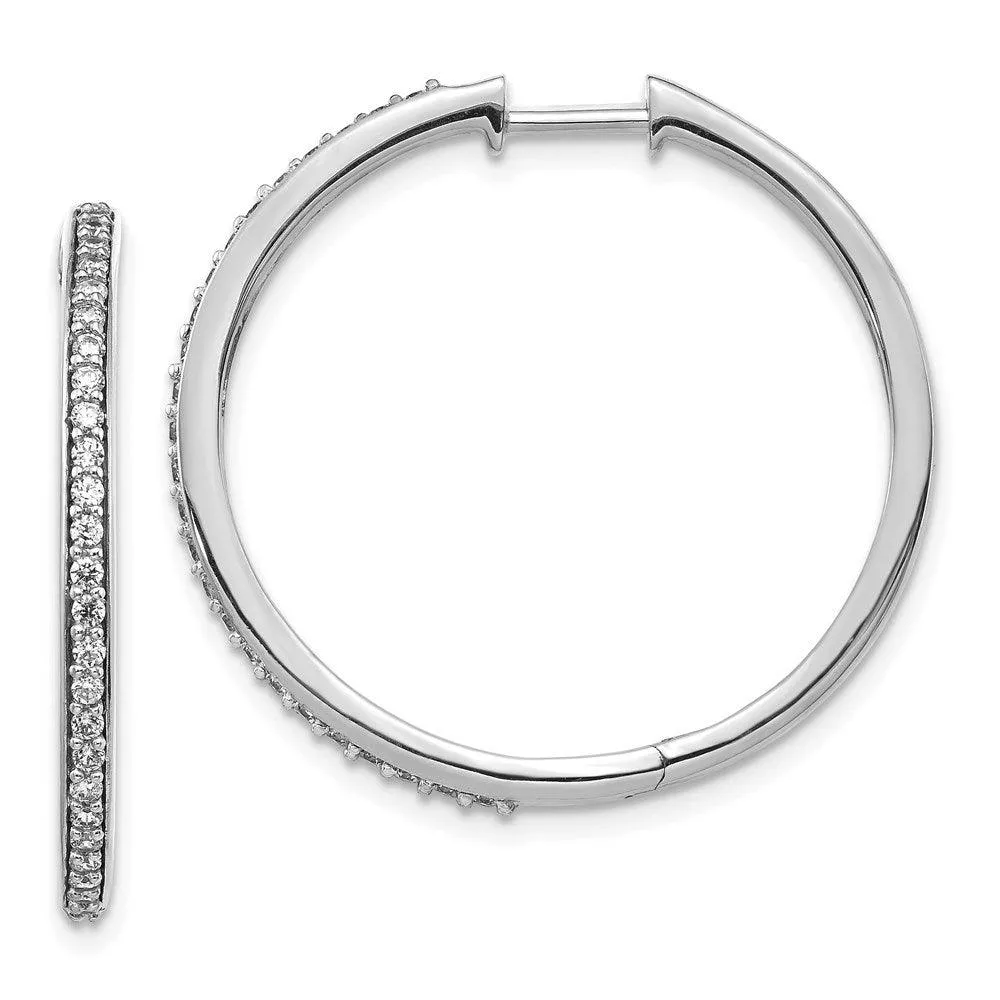 14k White Gold Diamond Hoop Earrings