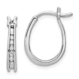 14K White Gold Diamond Hoop Earrings