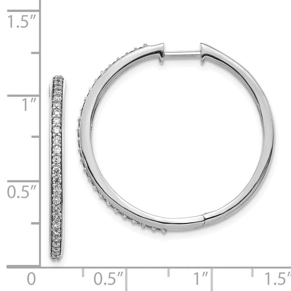 14k White Gold Diamond Hoop Earrings