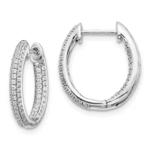 14k White Gold Diamond In-Out Hinged Hoop Earrings