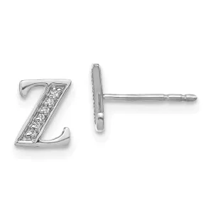 14k White Gold Diamond Initial Z Earrings