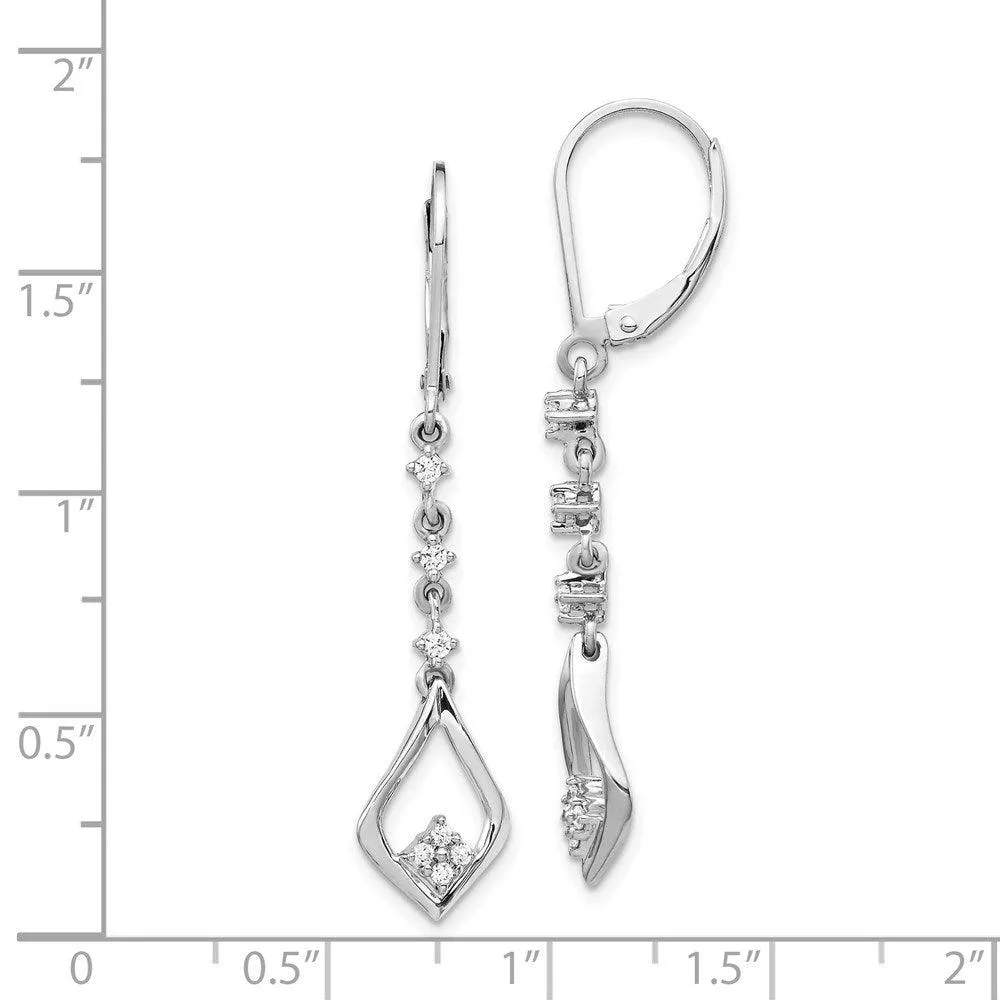 14k White Gold Diamond Leverback Earrings